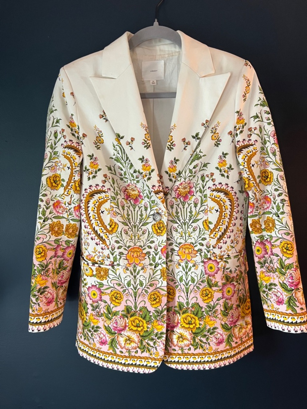 White Floral Embroidered Blazer Jacket - Women's